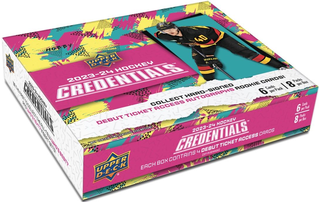 UD 2023-24 Credentials hockey Hobby, Format D'emballage: Boite (8 Paquets)