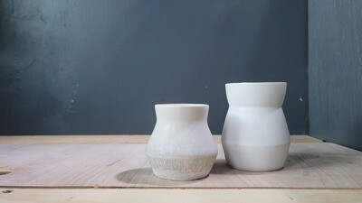 White Angled Porcelain Vases