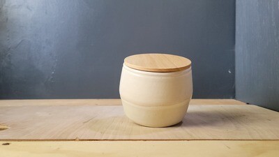 White Porcelain Box with Wooden Lid