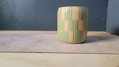 Green Angular Geometry Stoneware Vase