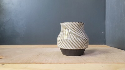 White Striped Ironstone Pot