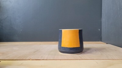 Orange on Black Stain Porcelain Cup