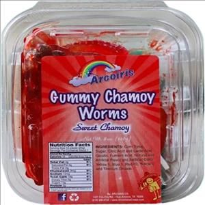 Gummy Chamoy Worms 8 oz Tray (Single)