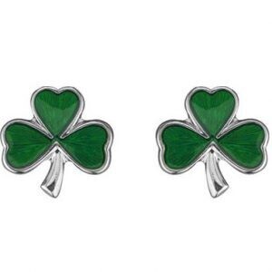 SOLVAR Silver-Green Shamrock Earrings-3147