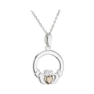 SOLVAR Sil/Gold Claddagh Pendant-46476