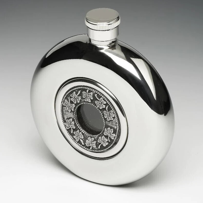 Mullingar Shamrock Whiskey Flask-P269SH
