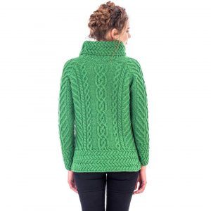 SAOL COWL NECK-ML117, Color: GREEN, Size: SMALL