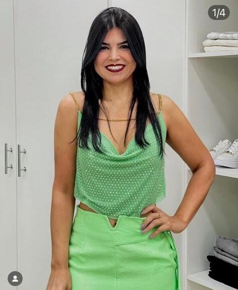 CROPPED TULE STRASS VERDE