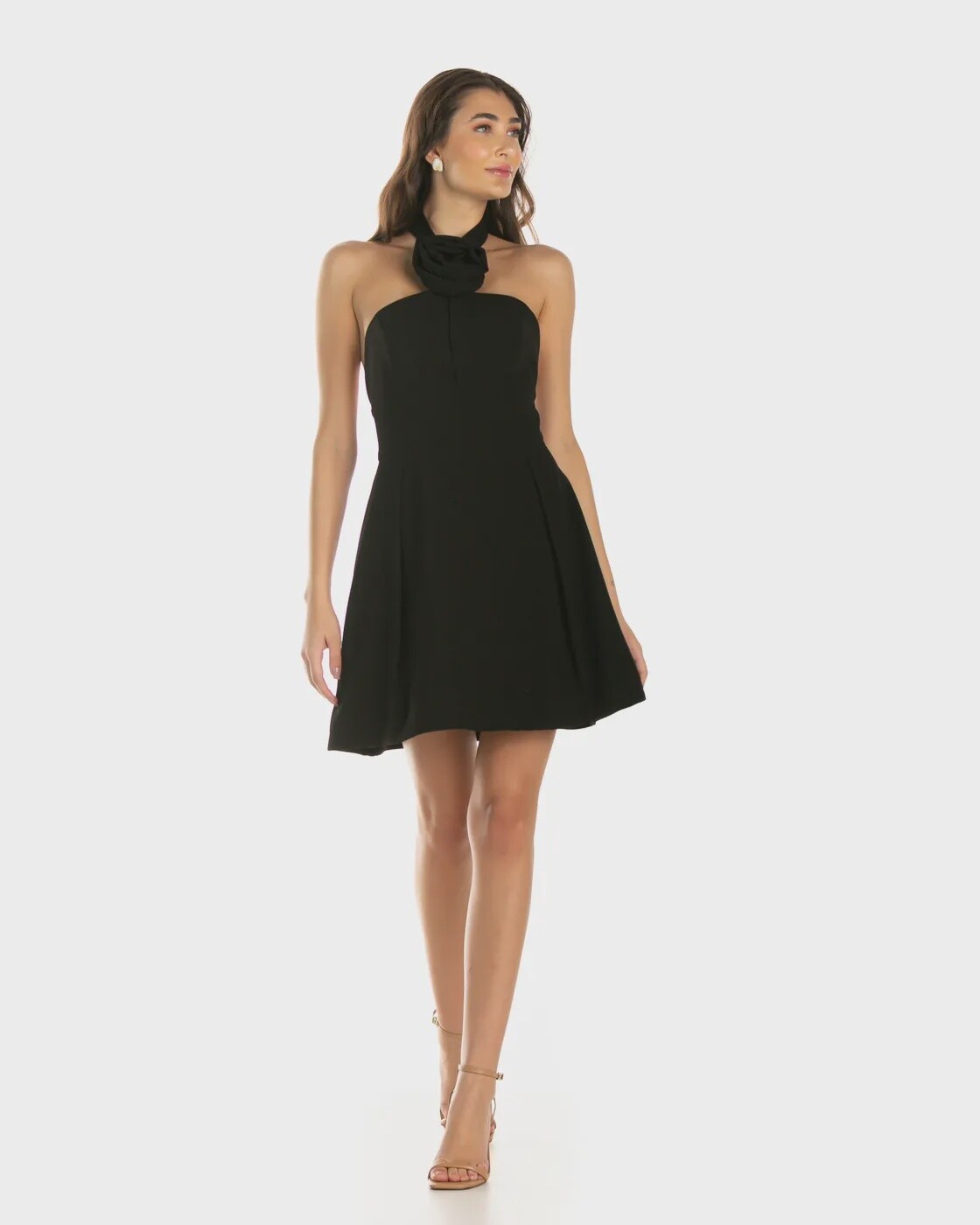 VESTIDO CURTO FLOR PESCOCO, SIZE: P