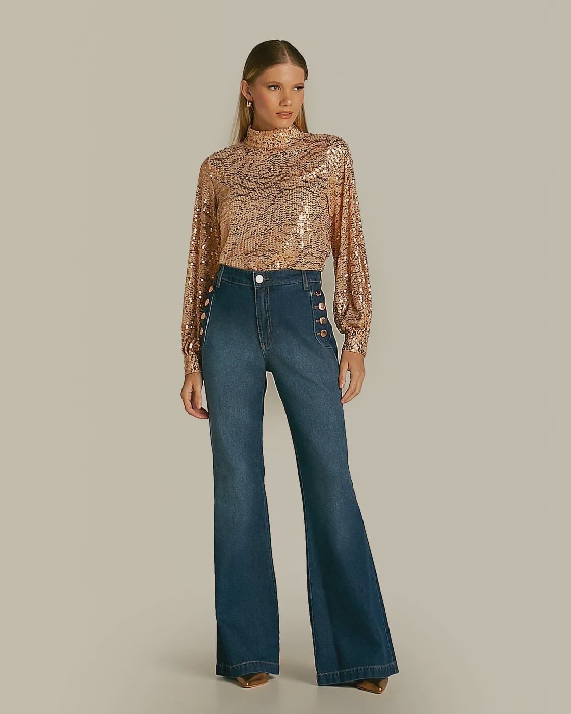 CALCA JEANS BOTOES, SIZE: 36