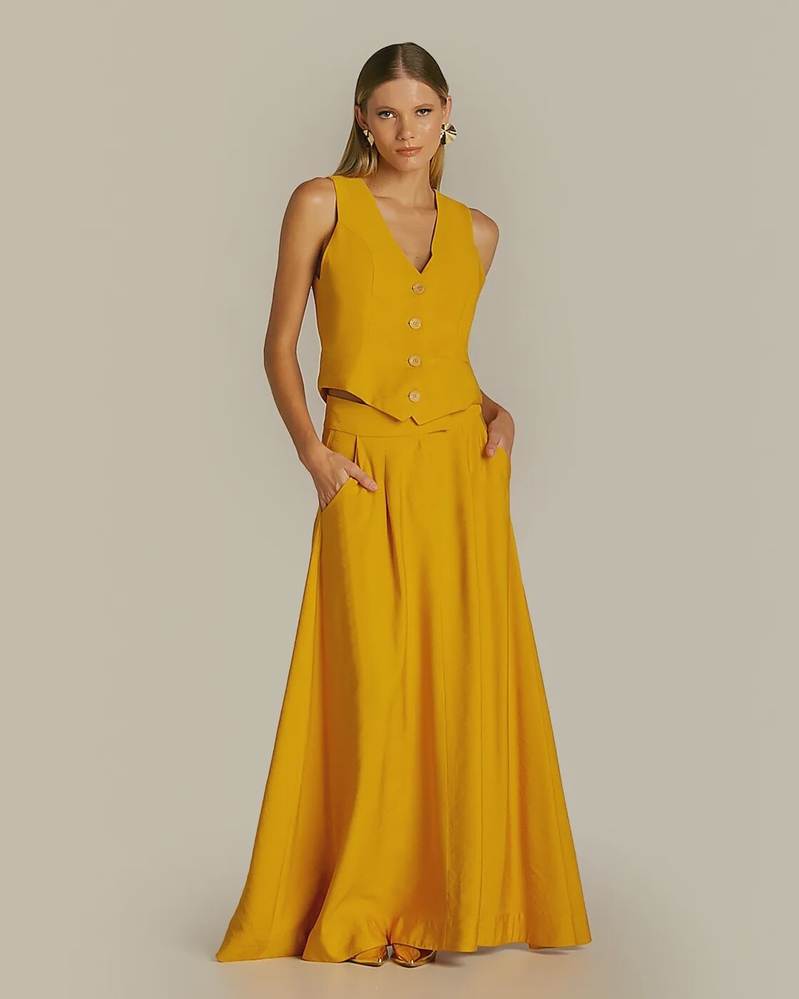 CONJUNTO COLETE MOSTARDA, SIZE: PP