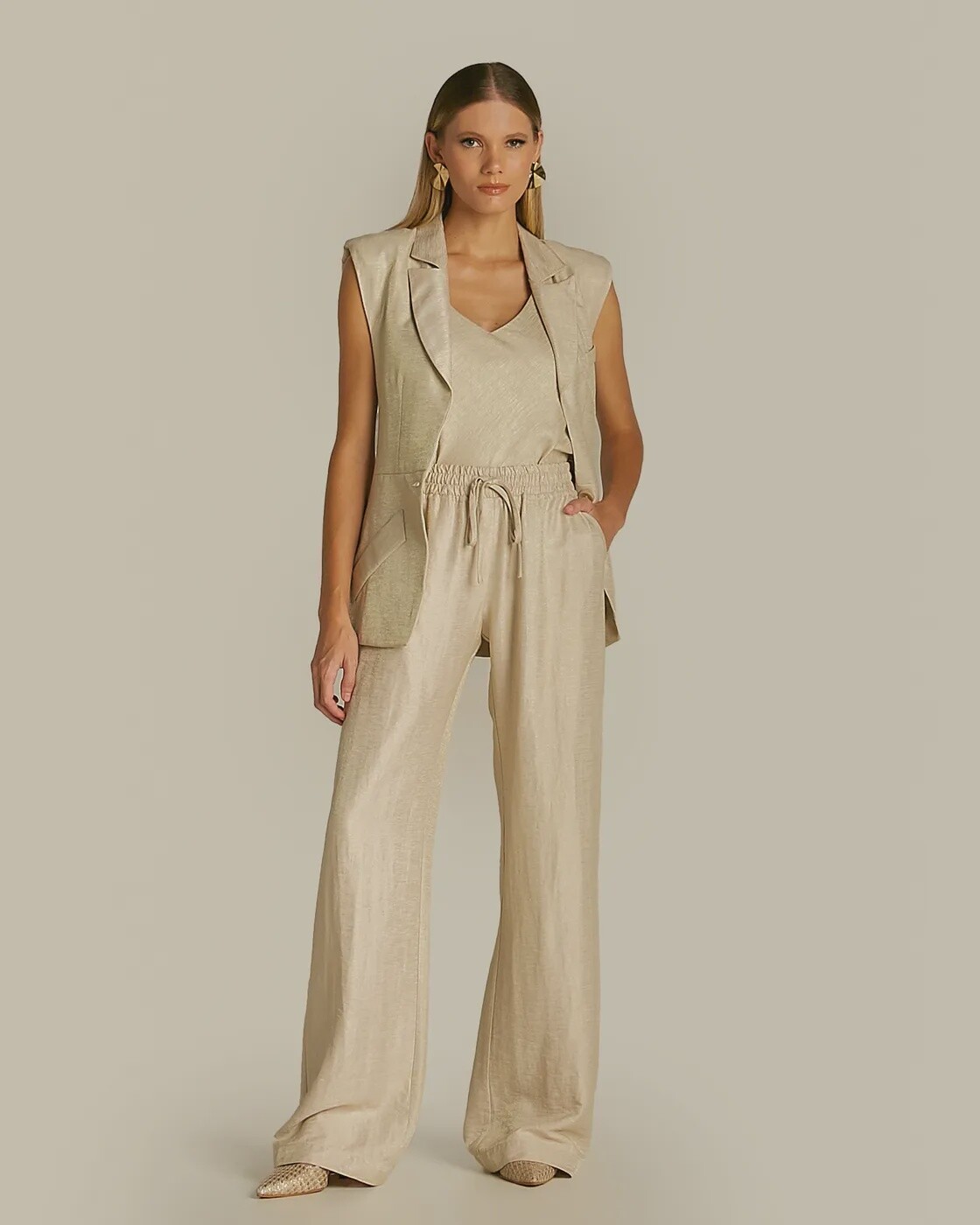CONJUNTO COLETE E BLUSA, SIZE: PP