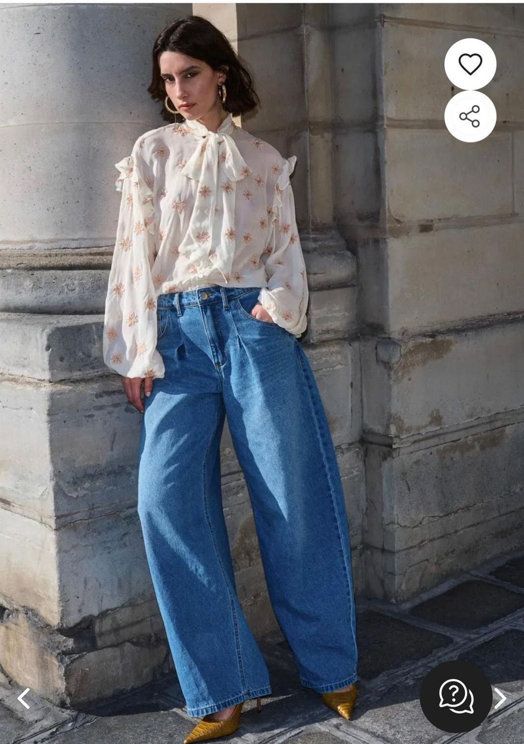 CALCA JEANS BARREL WIDE COM PREGAS, SIZE: 40