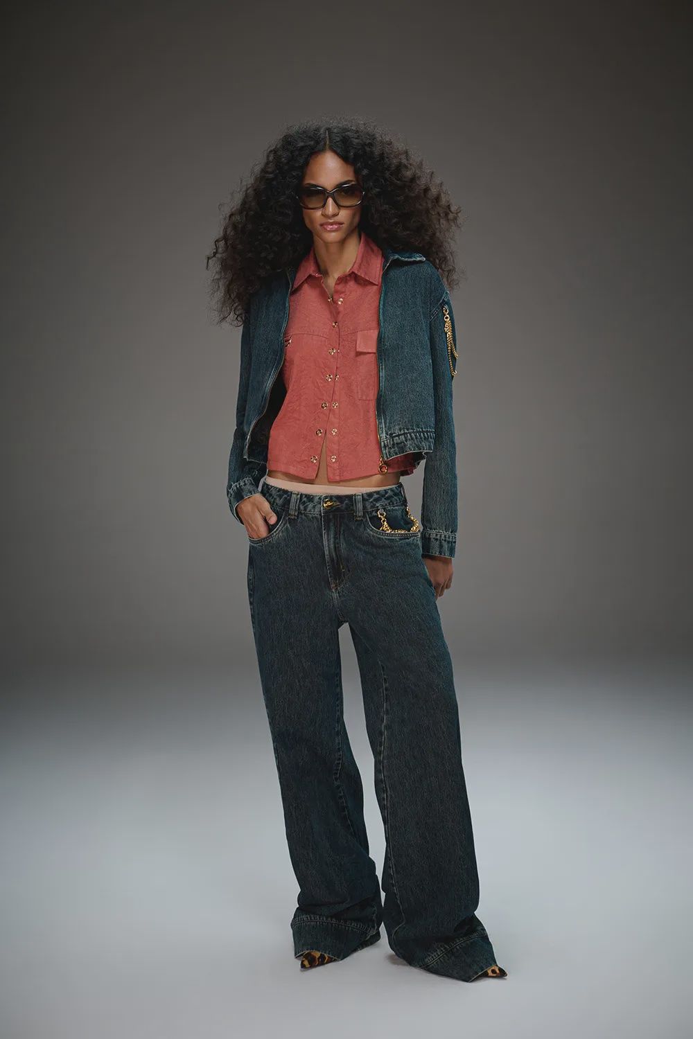 CALCA WIDE LEG FEM JEANS ESCURO, SIZE: 36
