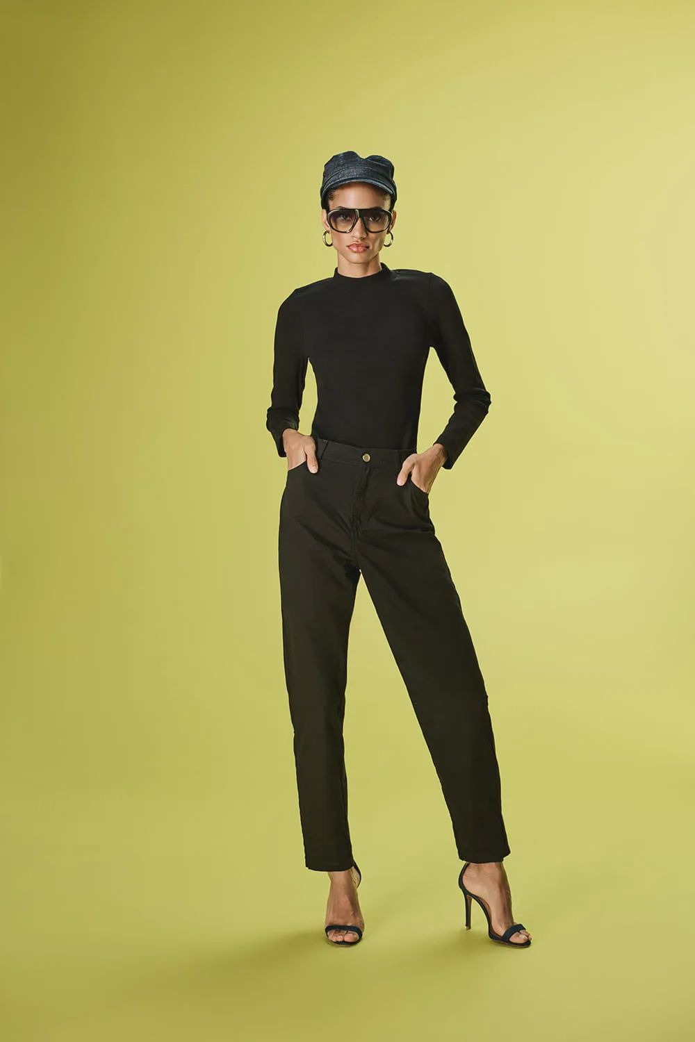 CALCA BAGGY FEM SARJA PRETA, SIZE: 38