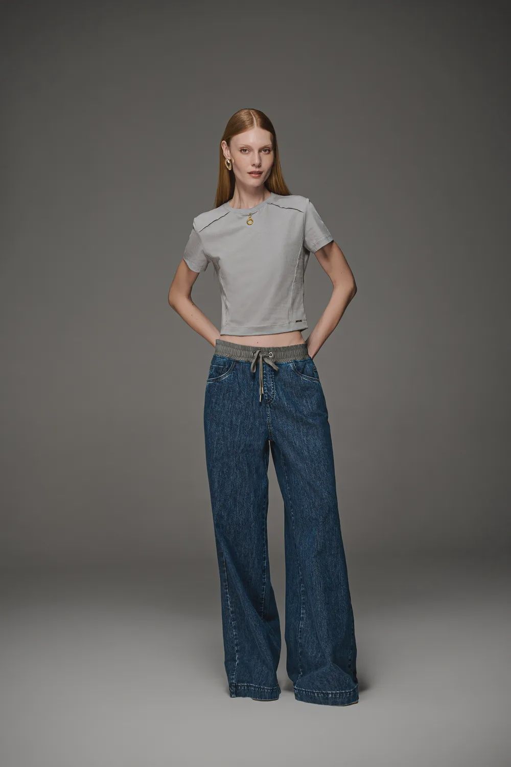 CALCA JEANS PANTALONA COM ELASTICO, SIZE: 36
