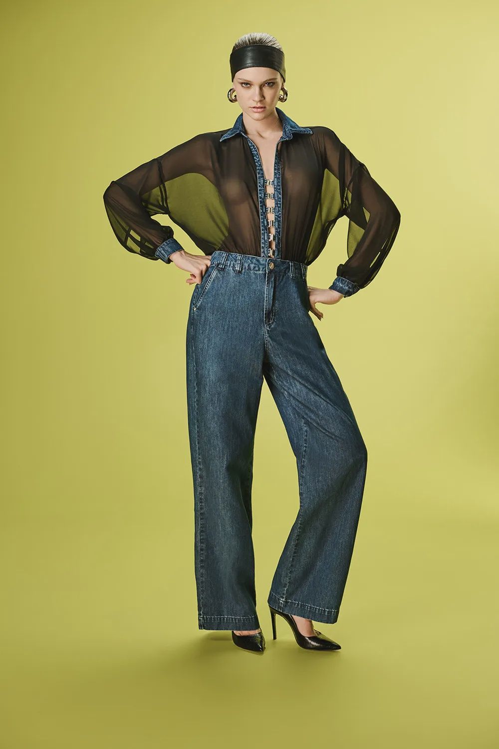 MACACAO JEANS BLUSA ORGANZA, SIZE: P