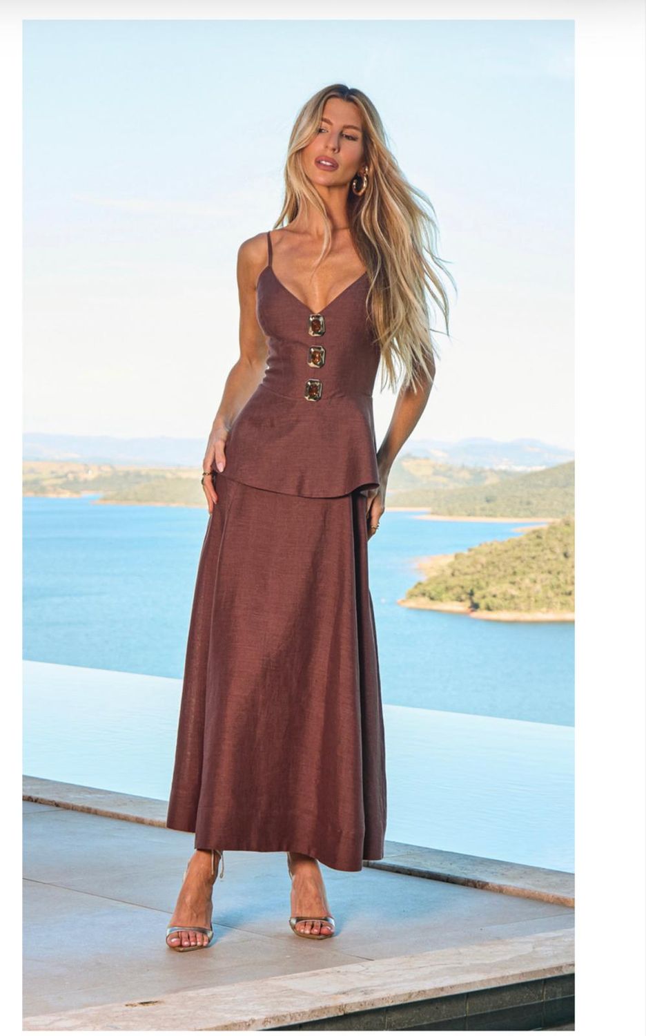 VESTIDO NUBIA, COR: MARROM, SIZE: 36