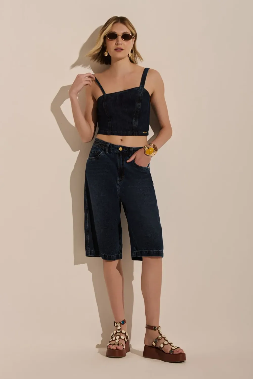 BERMUDA JEANS TRADICIONAL, SIZE: 36