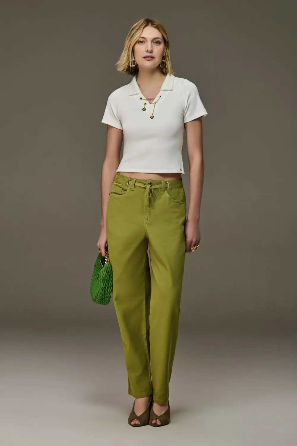 Calça Sarja Feminina Balloon, COR: VERDE, SIZE: 36