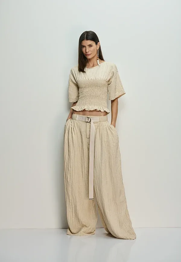 CALCA GLOW COM CINTO, COR: AREIA, SIZE: 36