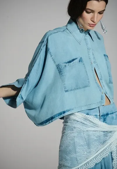 CAMISA CROPPED AMPLA DENIM, SIZE: 36