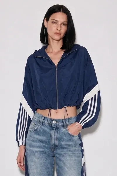 JAQUETA DE NYLON COM CAPUZ, COR: AZUL, SIZE: 38