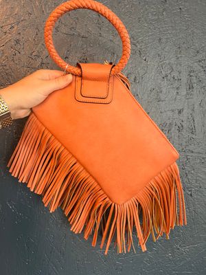 JY0378 Fringe Soft Vegan Leather Wristlet/Clutch - Coral