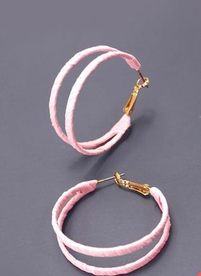 Rafia Double Hoop-Pink