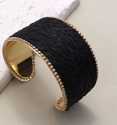 Rafia Cuff Bracelet-BLACK