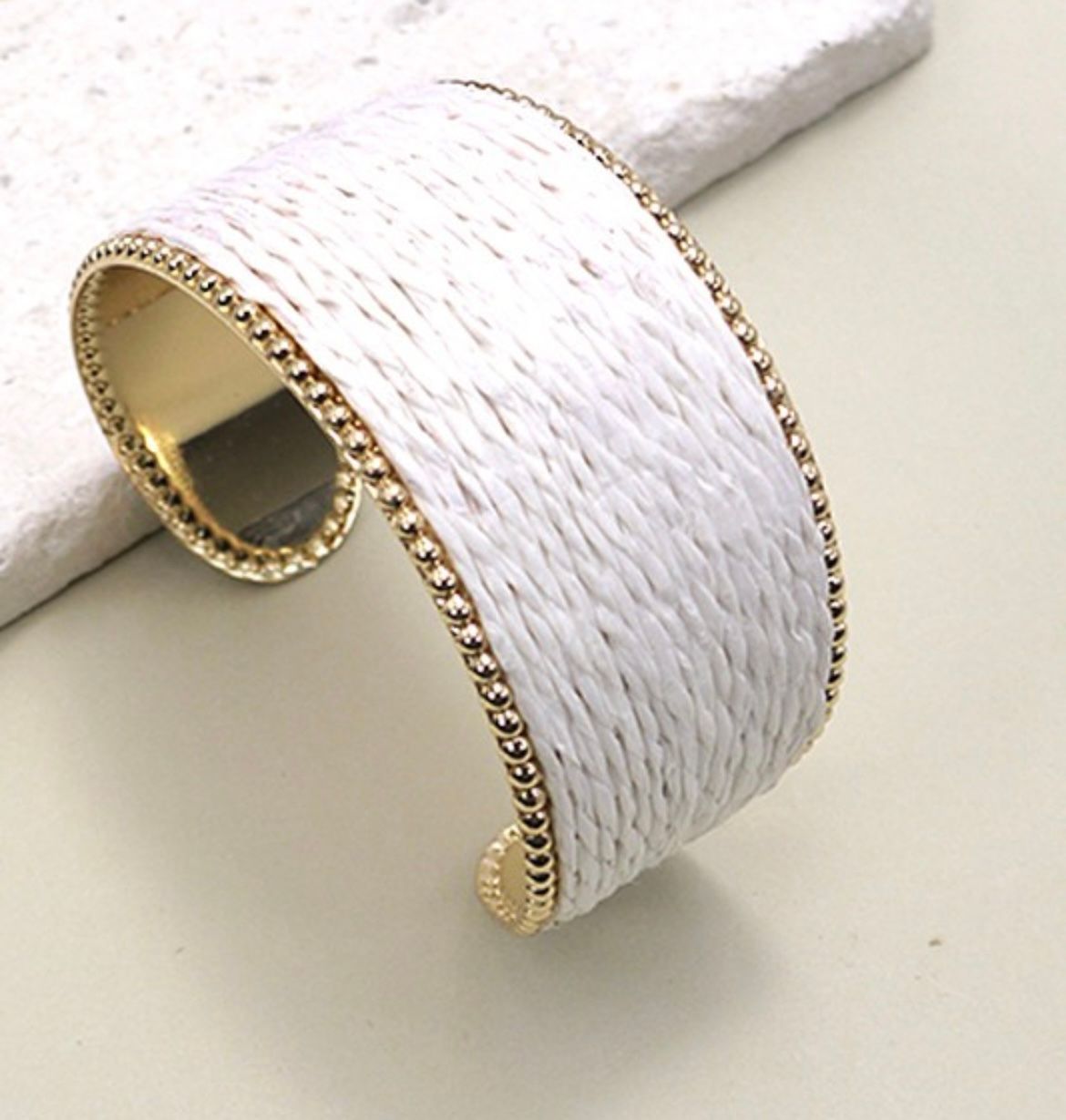 Rafia Cuff Bracelet-White