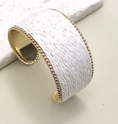 Rafia Cuff Bracelet-White