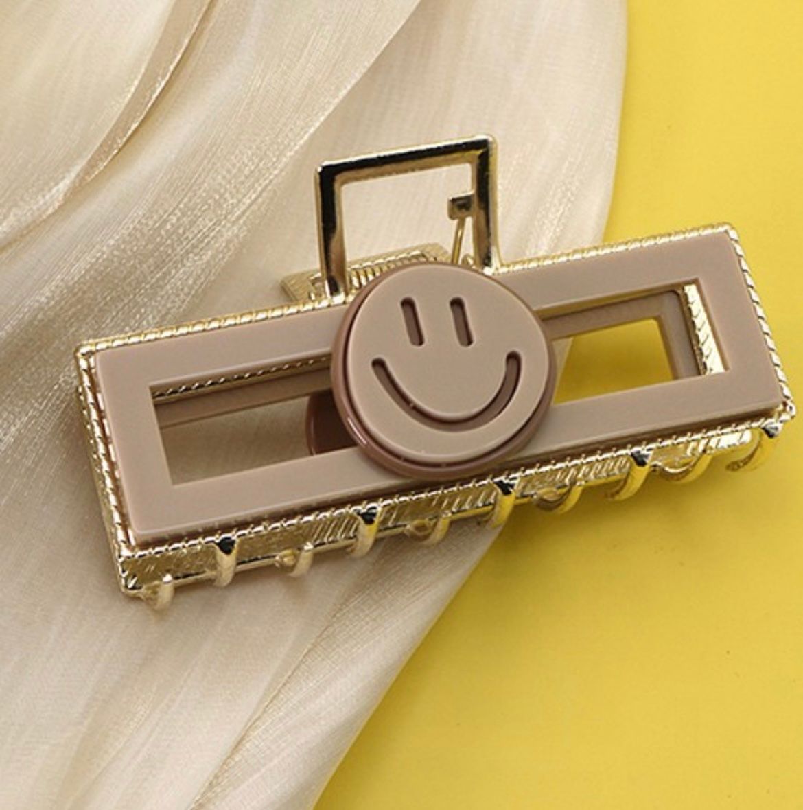 Smiley Claw Clip- Beige