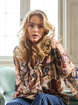 Zoey - royal blue print blouse