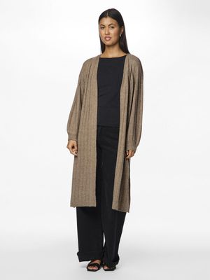 Pieces - PCmaggy knit long cardigan taupe