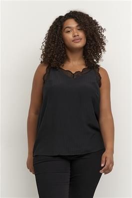 Kaffe Curve - KCJakobine - top met kanten afwerking - zwart