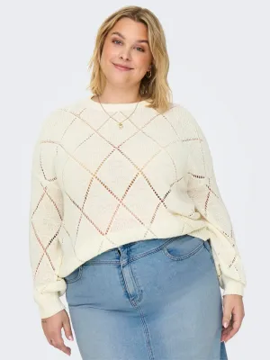 Only carmakoma Cargeenas gebreide pullover - cloud dancer