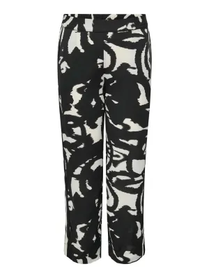 Only Carmakoma carnicon wide pants zwart en wit
