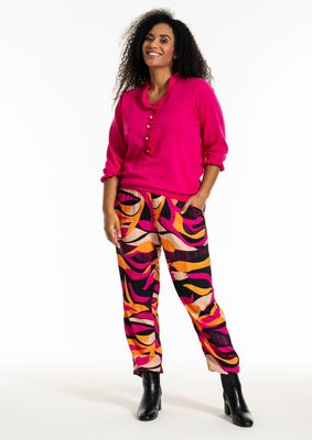Gozzip Studio jean knit blousse with flounces pink