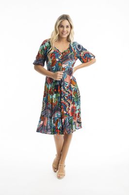 Orientique - Cape Verde - midi jurk puff sleeve