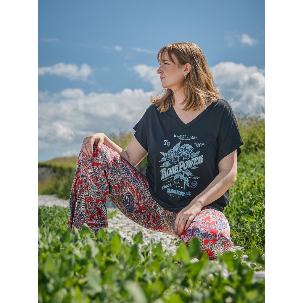 Zoey - Tshirt rosepower - black