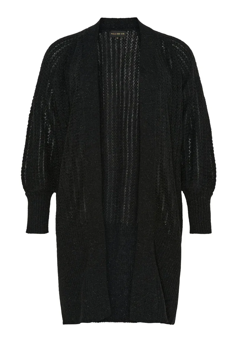No1byOx - gebreide vest - black met zilverdraad