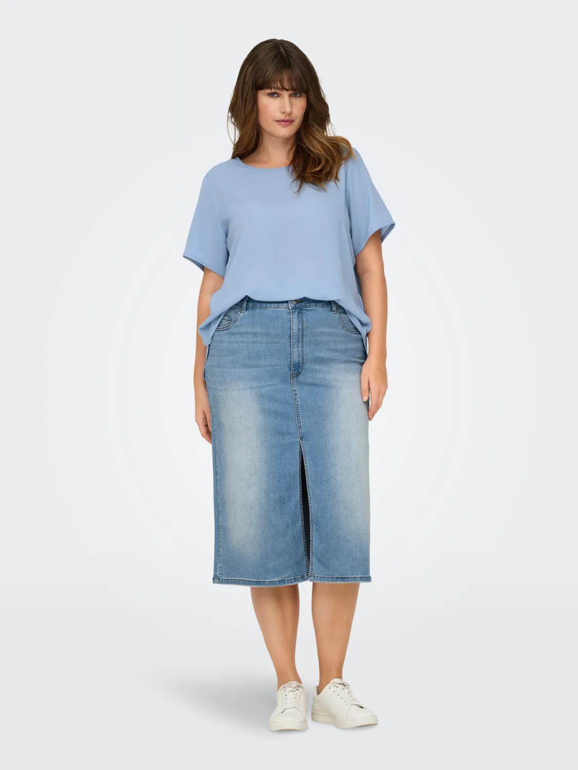 Only carmakoma - carrose - jeansrok light blue denim