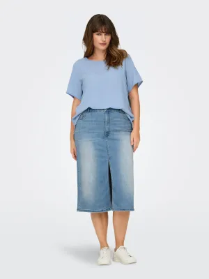 Only carmakoma - carrose - jeansrok light blue denim