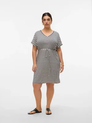 Vero Moda Curve - VMCHolly shirt dress met lint - donkerblauw/wit