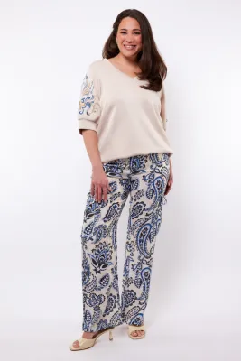 Exxcellent - broek Kaia - Sand/light indigo