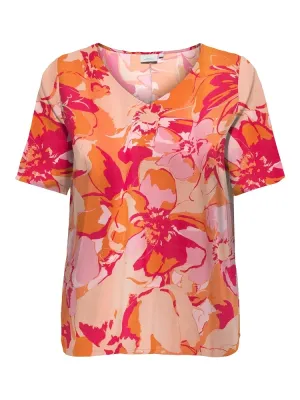 Only Carmakoma - Carhelen bloes met korte mouwen - golden poppy/bloomingfull