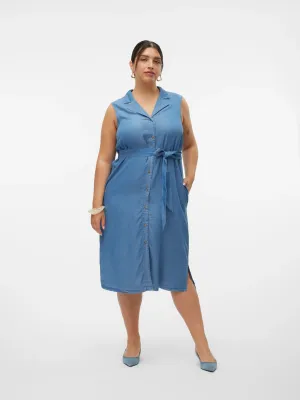Vero Moda Curve - VMCBree Tencel jurk - medium blue denim