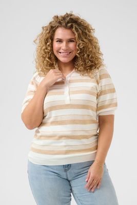 Kaffe Curve - KClizzy Polo Pullover - beige en wit gestreept