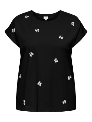 Only Carmakoma - CARMILDA - T-shirt zwart met strikjes